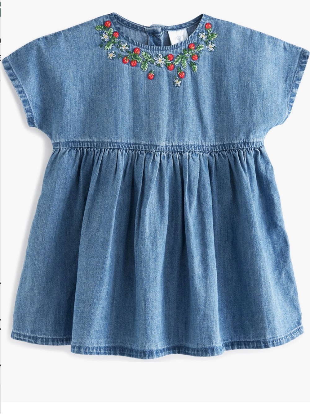 next Denim Blue Embroidered Neckline Dress